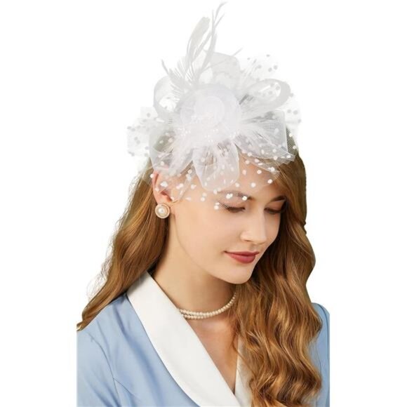 Accessories - Fascinators Hat for Women 1-a-white
